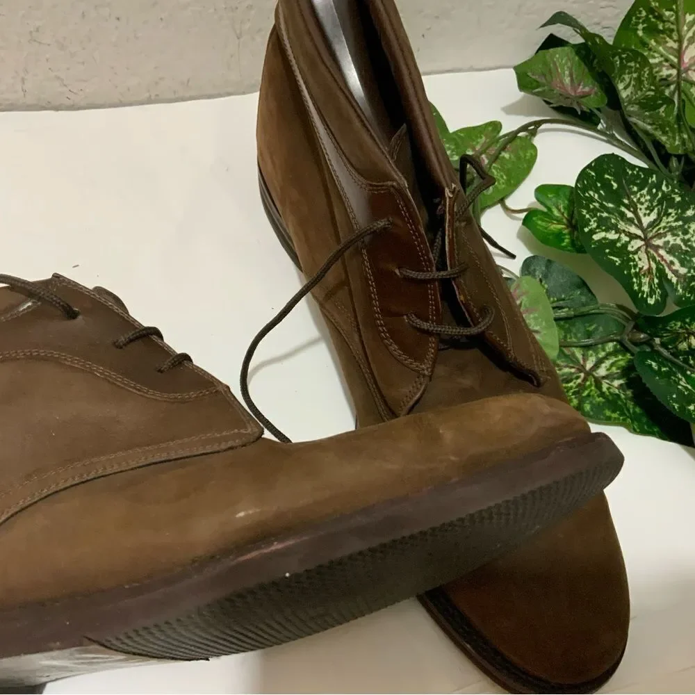 JOHNSTON & MURPHY Chukka Casual Ankle Boots Brown Nubuck Leather Shoes Lace Up